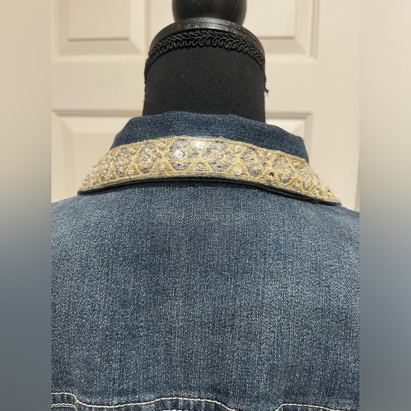 Chico's Dark Blue Denim JACKET WOMENS SIZE 2= L/ XL - Picture 6 of 9